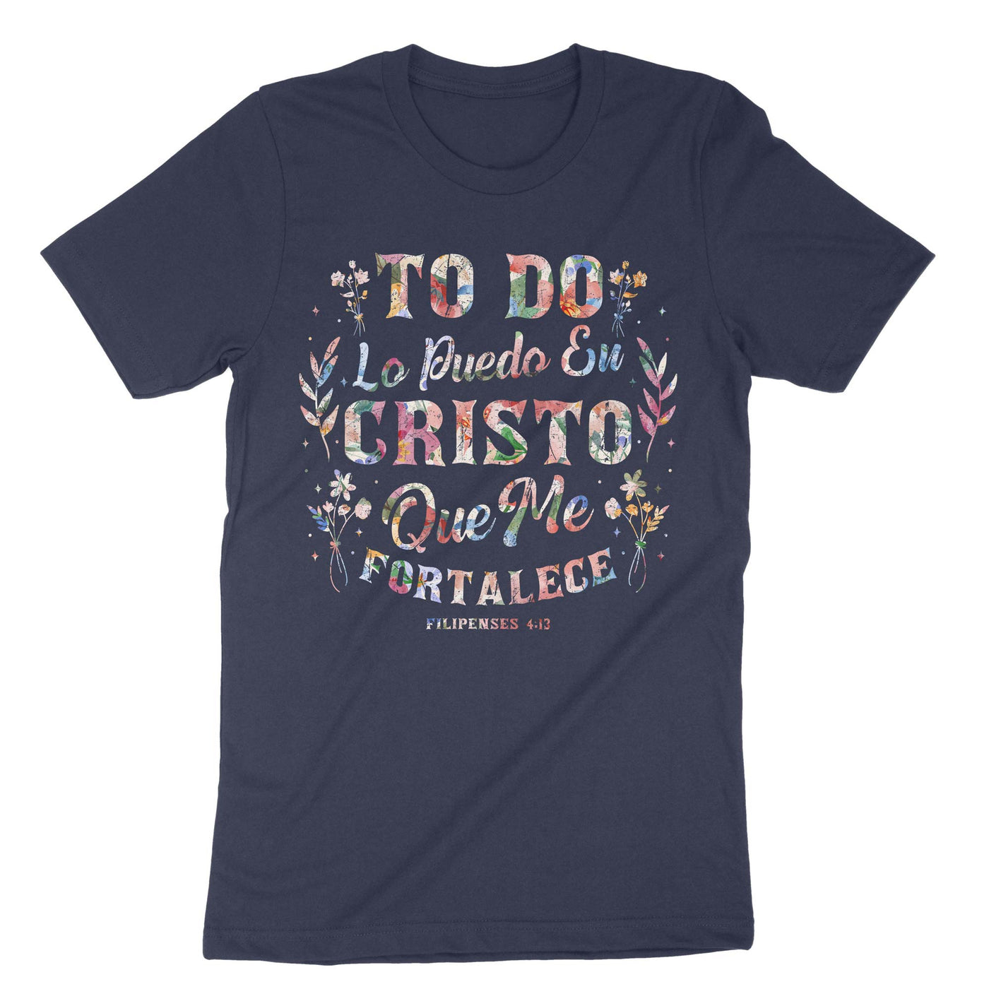 Navy Christian Spanish Religious Bible Verse T-Shirt#color_navy