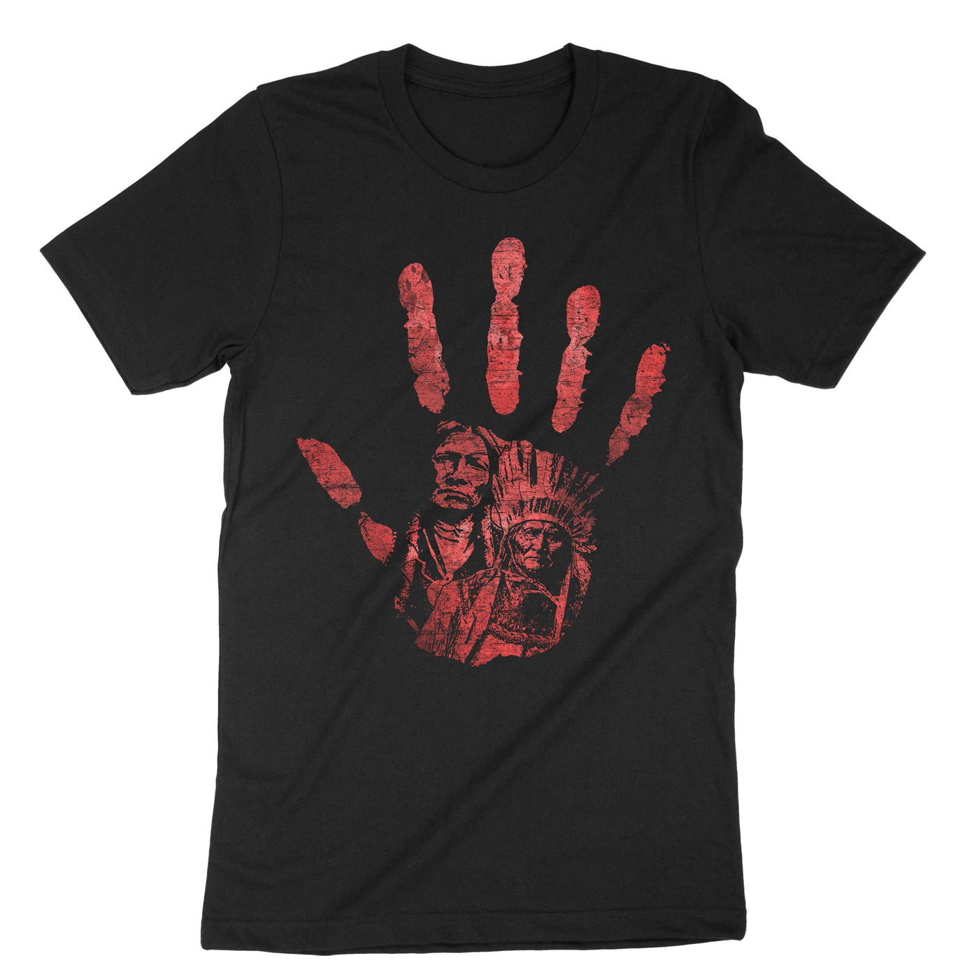 Black Native American Indigenous Red Hand T-Shirt#color_black