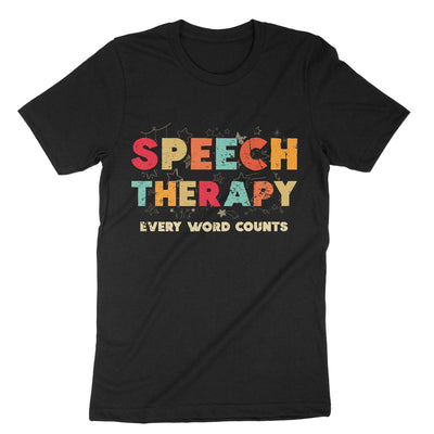 Black Speech Therapy Every Word Counts T-Shirt#color_black