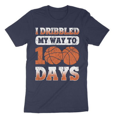 Navy Basketball I Dribbled My Way To 100 Days T-Shirt#color_navy