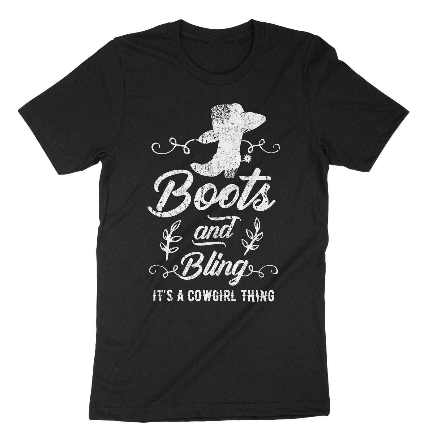 Black Boots And Bling Its A Cowgirl Thing T-Shirt#color_black