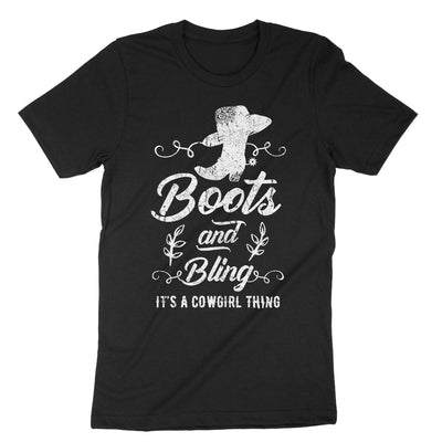 Black Boots And Bling Its A Cowgirl Thing T-Shirt#color_black