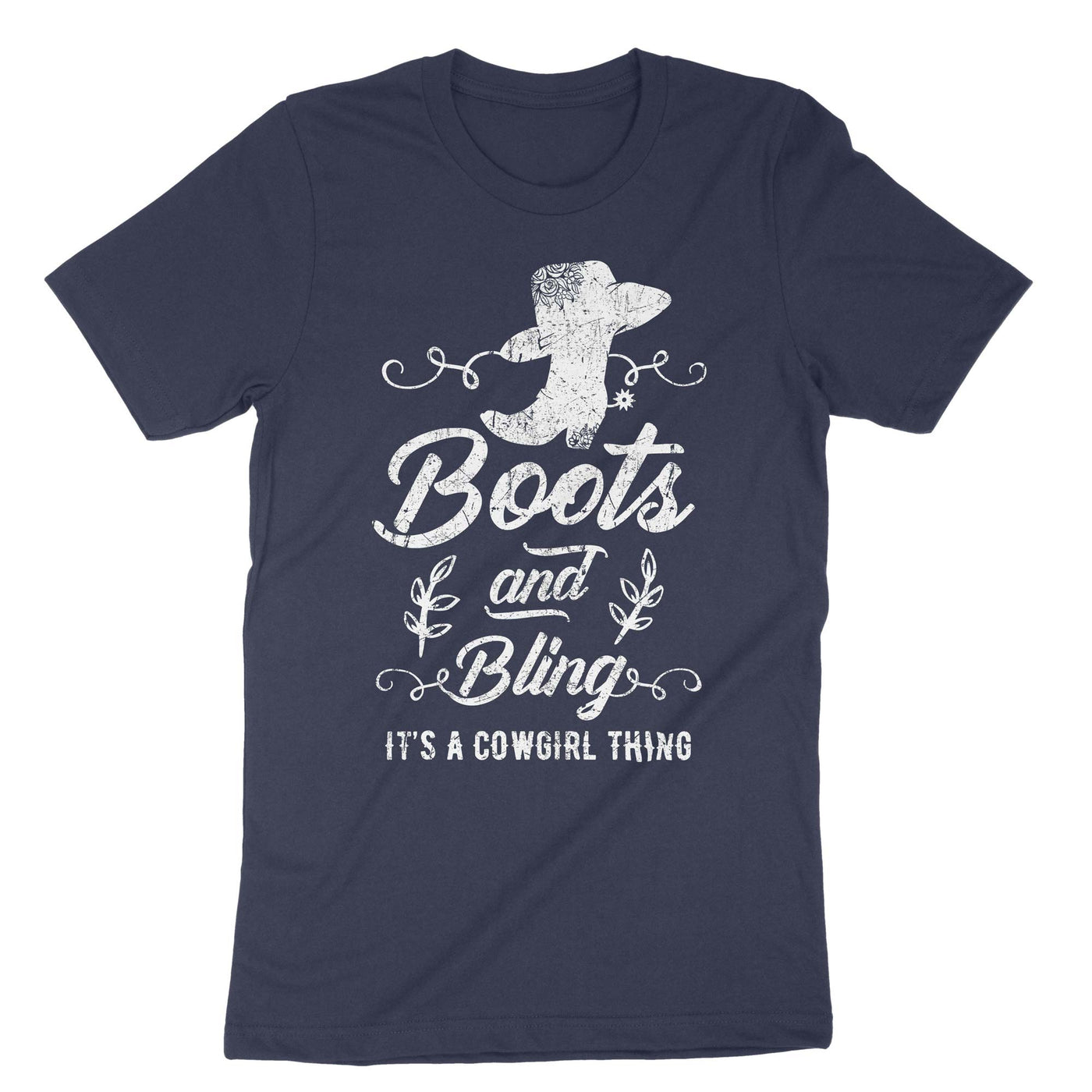 Navy Boots And Bling Its A Cowgirl Thing T-Shirt#color_navy