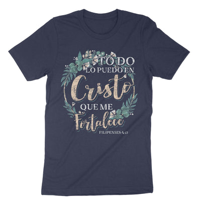 Navy Christian Spanish Religious Bible Verse T-Shirt#color_navy