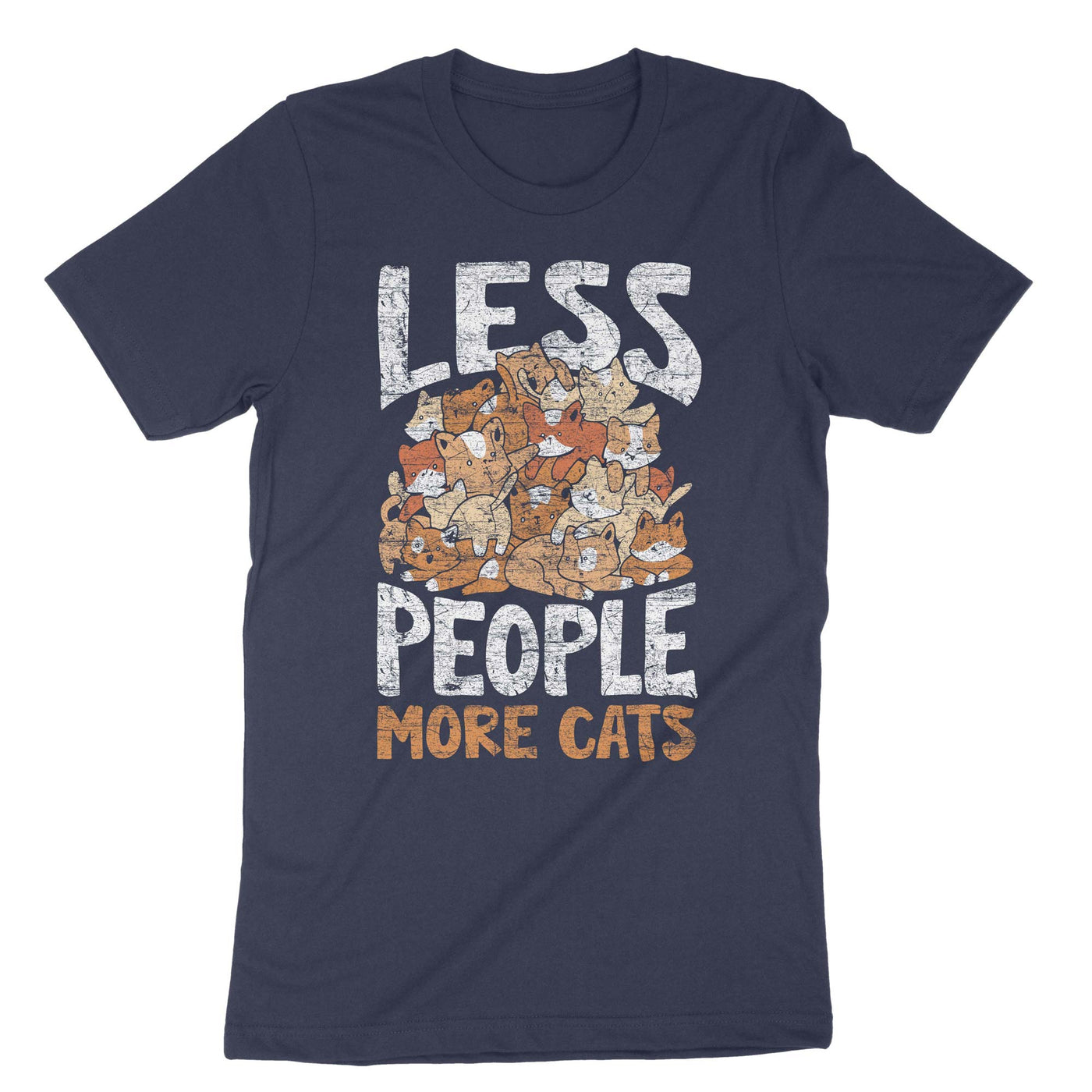 Navy Less People More Cats T-Shirt#color_navy