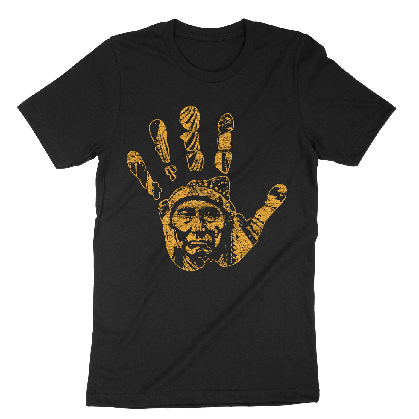 Black Native American Indigenous Red Hand T-Shirt#color_black