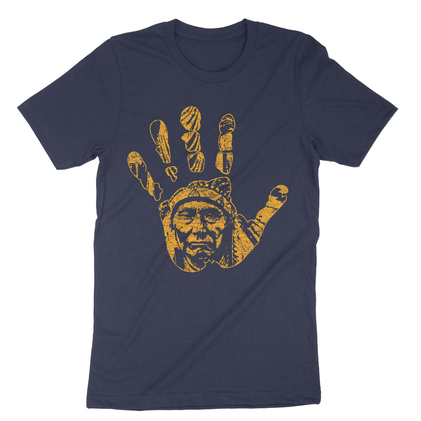 Navy Native American Indigenous Red Hand T-Shirt#color_navy