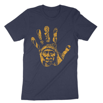 Navy Native American Indigenous Red Hand T-Shirt#color_navy