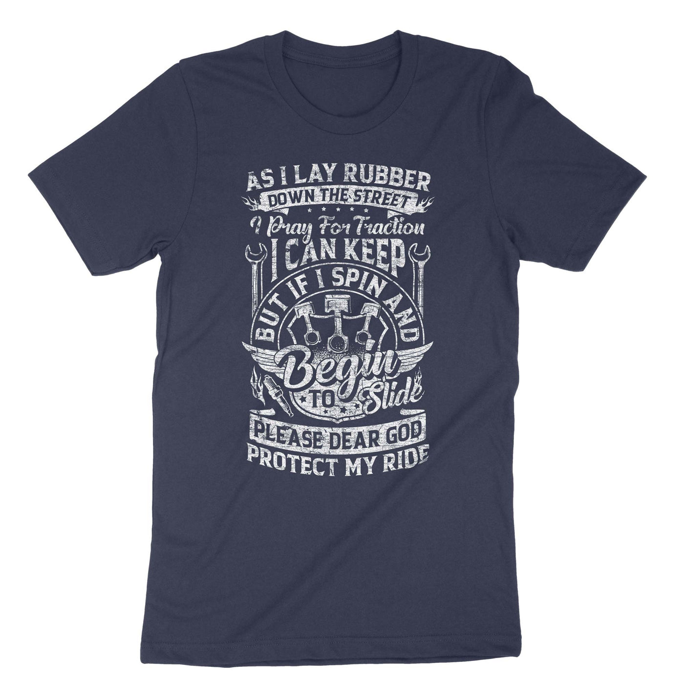 Navy As I Lay Rubber Down The Street T-Shirt#color_navy