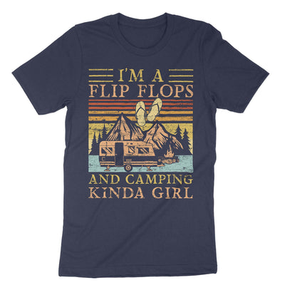 Navy I Am A Flip Flops And Camping Kinda Girl T-Shirt#color_navy