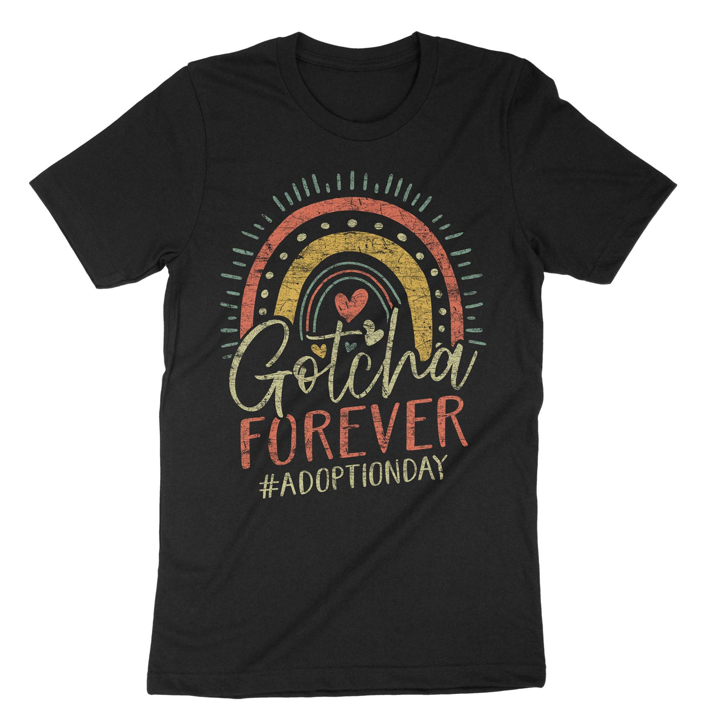 Black Gotcha Forever Adoption Day T-Shirt#color_black