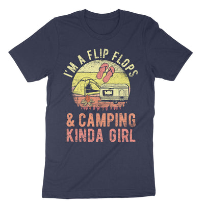 Navy I Am A Flip Flops And Camping Kinda Girl T-Shirt#color_navy