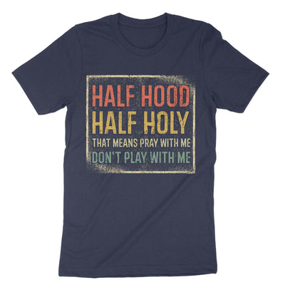 Navy Half Hood Half Holy T-Shirt#color_navy