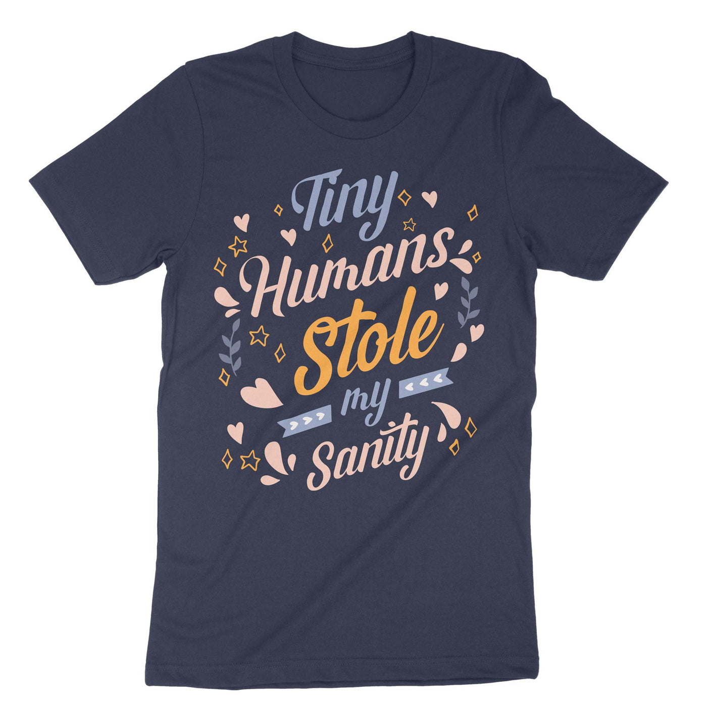 Navy Tiny Humans Stole My Sanity T-Shirt#color_navy