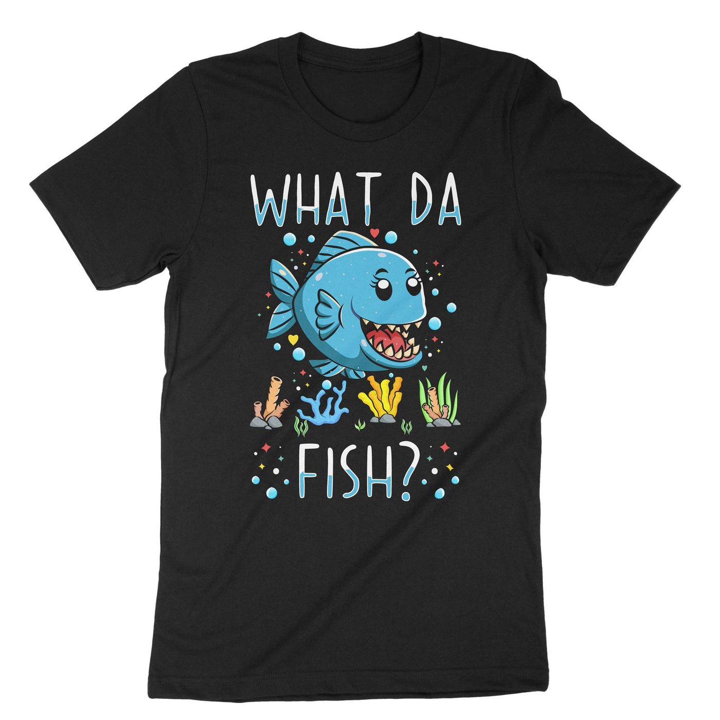 Black What Da Fish T-Shirt#color_black