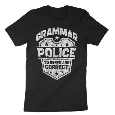 Black Grammar Police To Serve And Correct T-Shirt#color_black