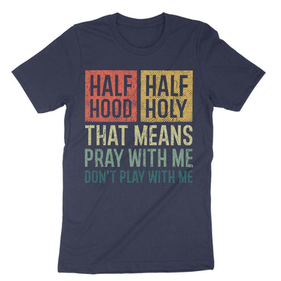 Navy Half Hood Half Holy T-Shirt#color_navy