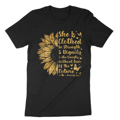 Black Christian Bible Verse Sunflower T-Shirt#color_black