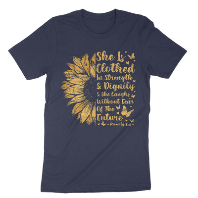 Navy Christian Bible Verse Sunflower T-Shirt#color_navy