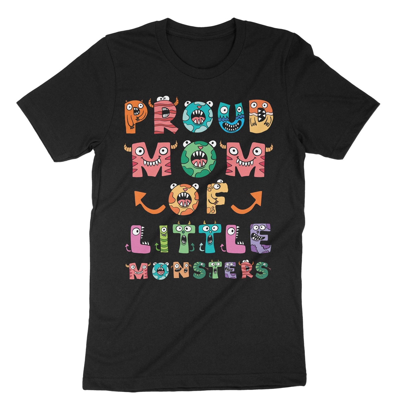 Black Proud Mom Of Monsters T-Shirt#color_black