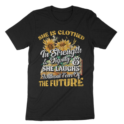 Black Christian Bible Verse Sunflower T-Shirt#color_black