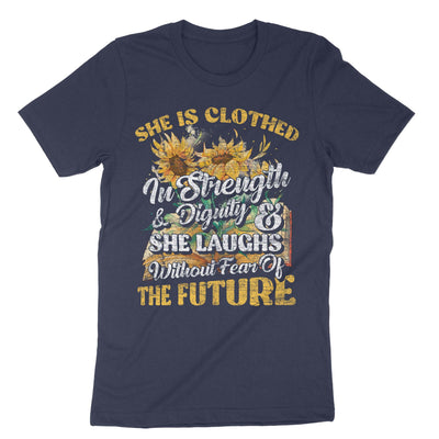 Navy Christian Bible Verse Sunflower T-Shirt#color_navy