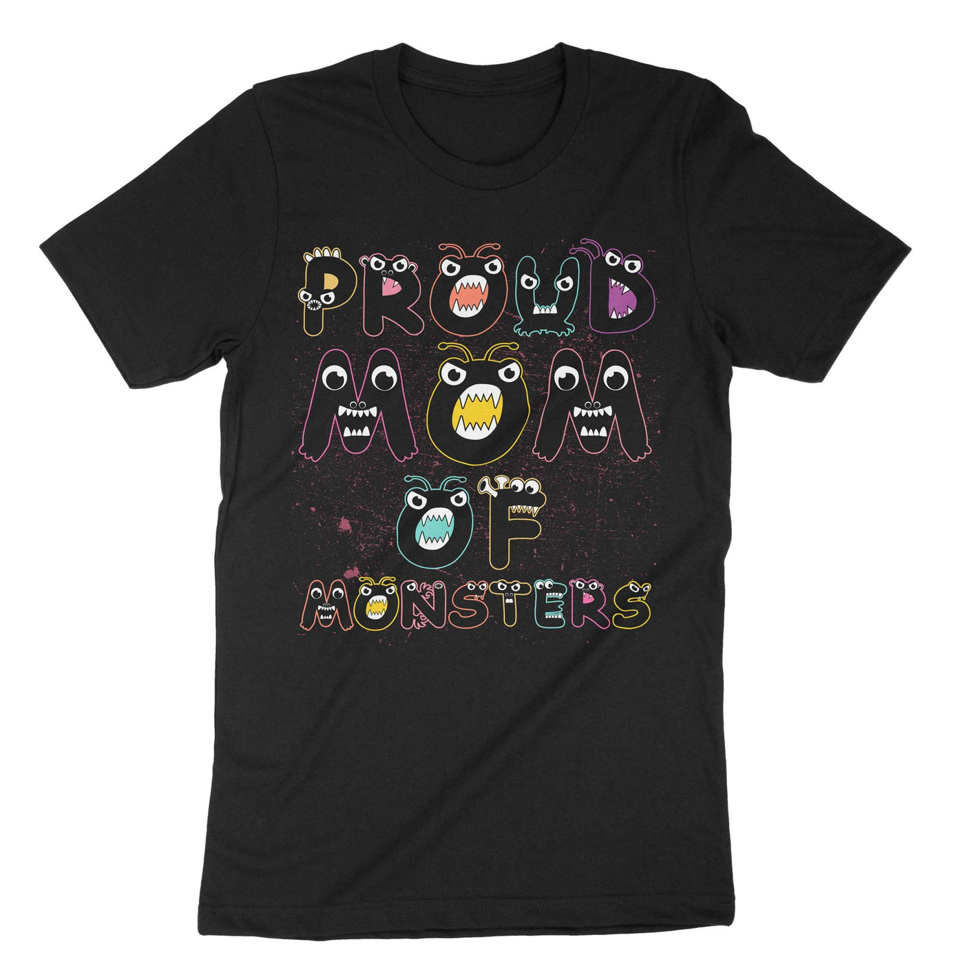 Black Proud Mom Of Monsters T-Shirt#color_black