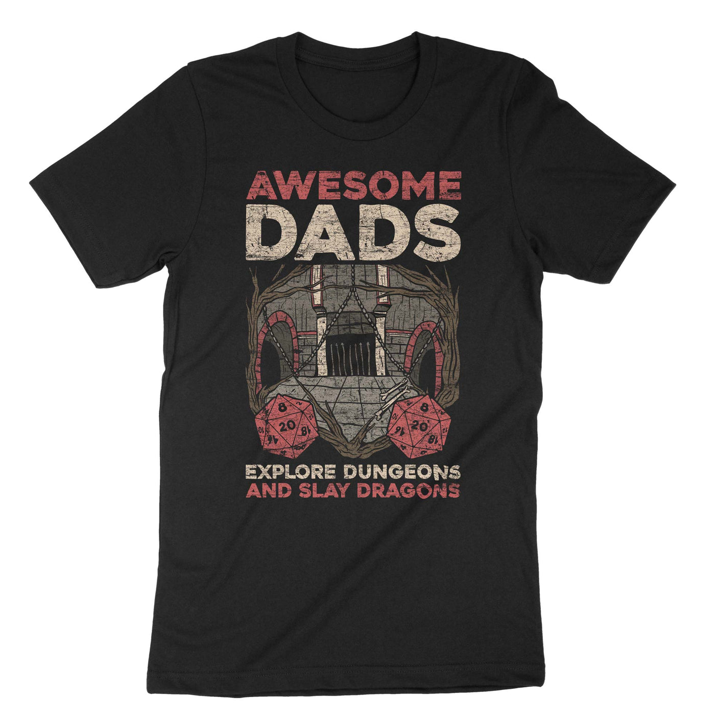 Black Awesome Dads Explore Dungeons T-Shirt#color_black