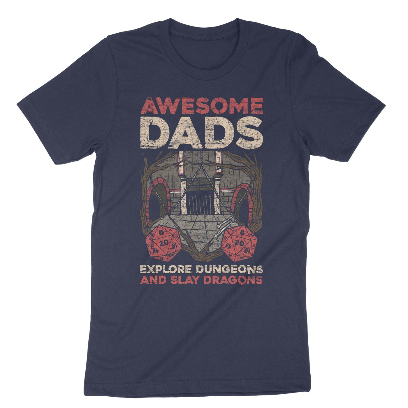 Navy Awesome Dads Explore Dungeons T-Shirt#color_navy