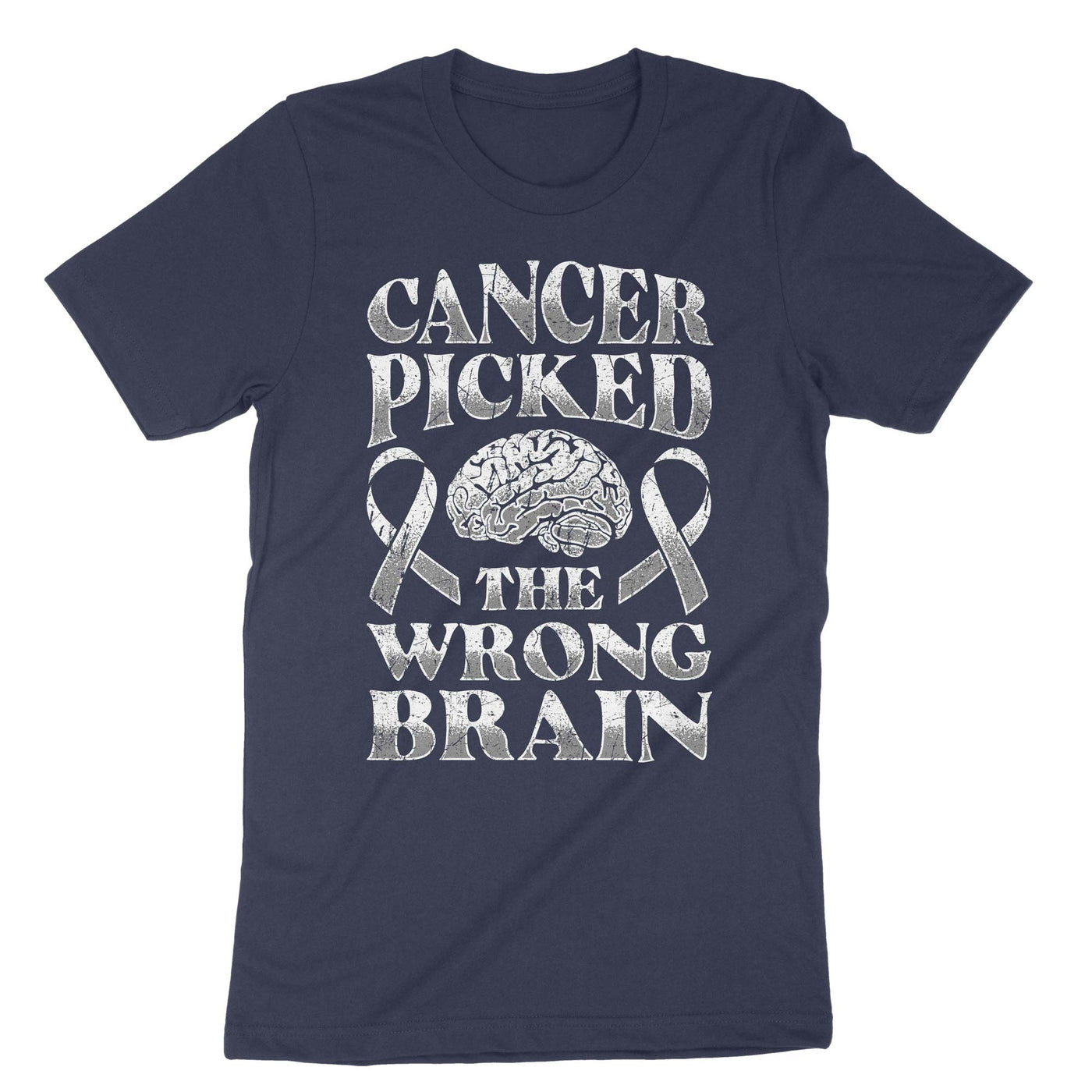 Navy Cancer Picked The Wrong Brain T-Shirt#color_navy