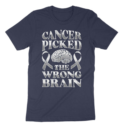 Navy Cancer Picked The Wrong Brain T-Shirt#color_navy