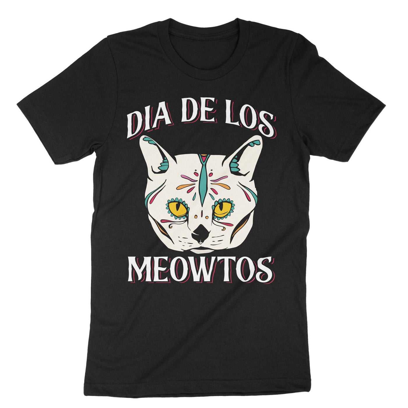 Black Dia De Los Meowtos T-Shirt#color_black