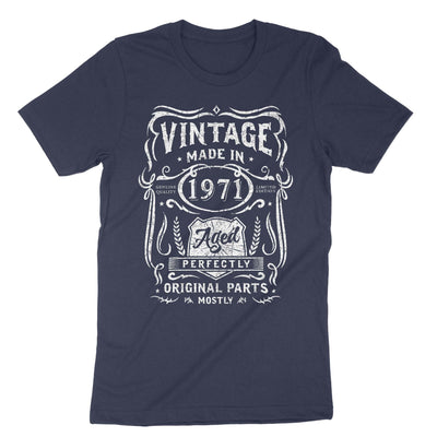 Navy Vintage Made In 1971 Aged Perfectly T-Shirt#color_navy