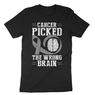 Black Cancer Picked The Wrong Brain T-Shirt#color_black