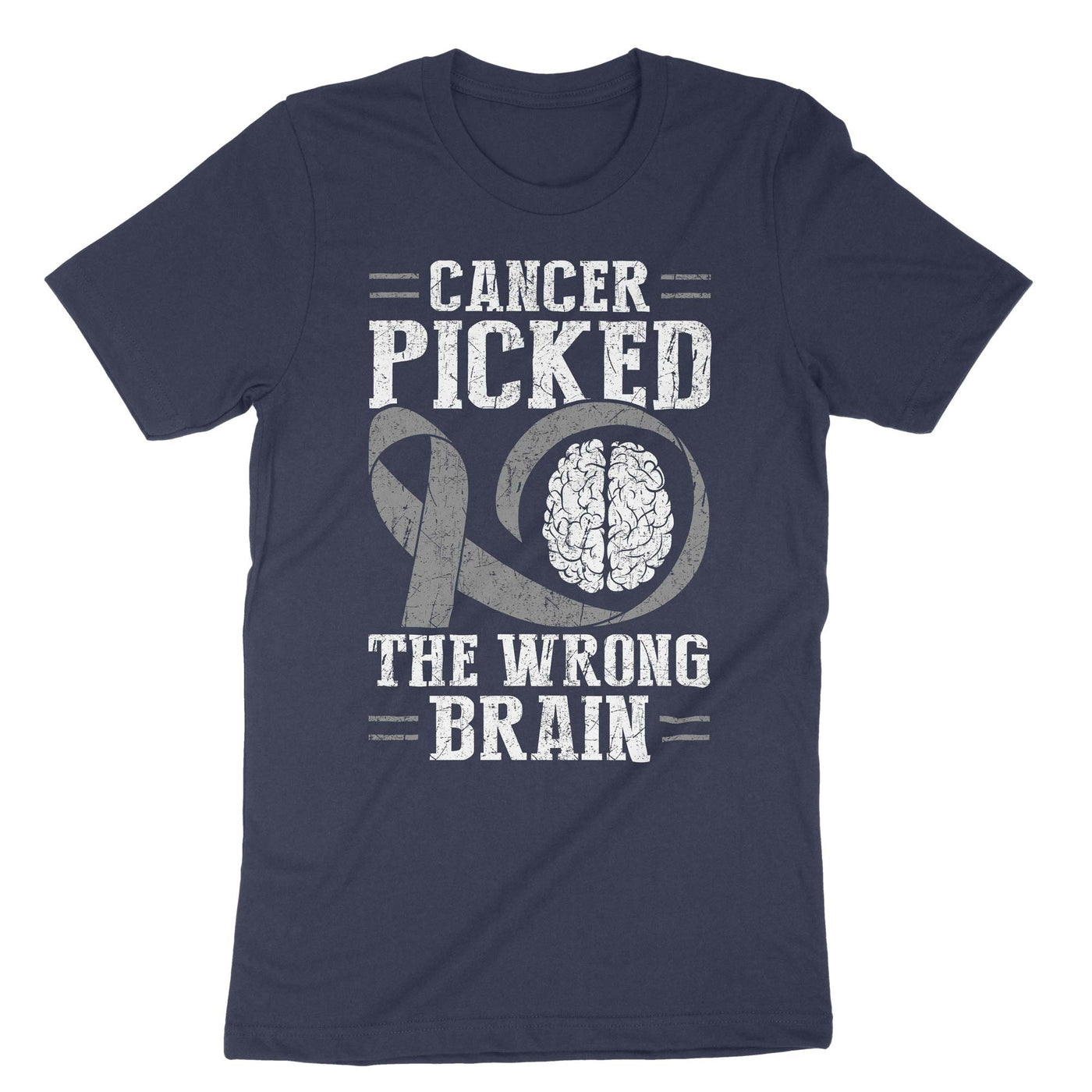 Navy Cancer Picked The Wrong Brain T-Shirt#color_navy