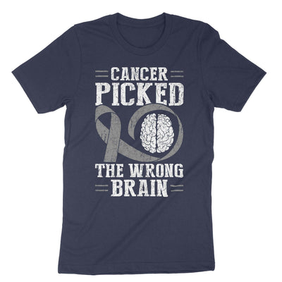 Navy Cancer Picked The Wrong Brain T-Shirt#color_navy