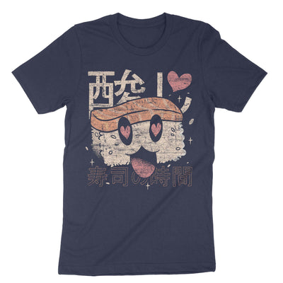 Navy Kawaii Sushi T-Shirt#color_navy