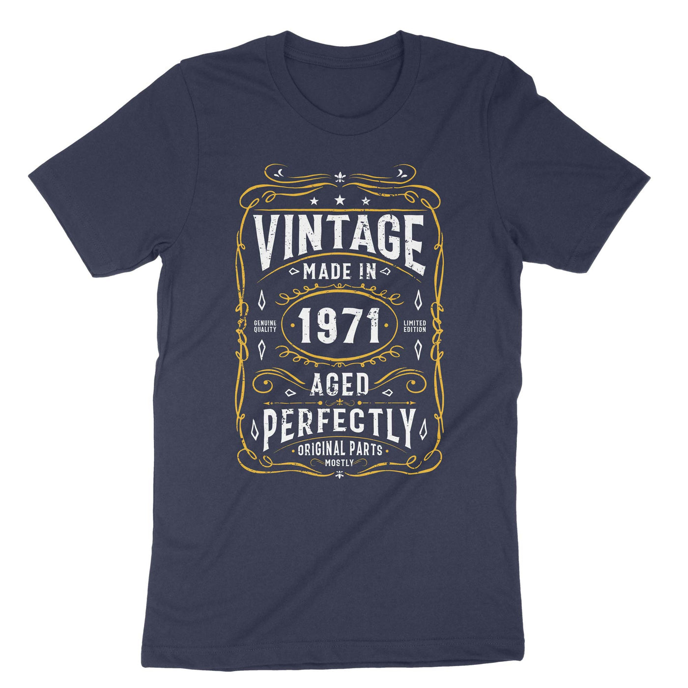 Navy Vintage Made In 1971 Aged Perfectly T-Shirt#color_navy