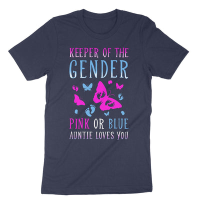Navy Keeper Of The Gender Pink Or Blue Auntie Loves You T-Shirt#color_navy
