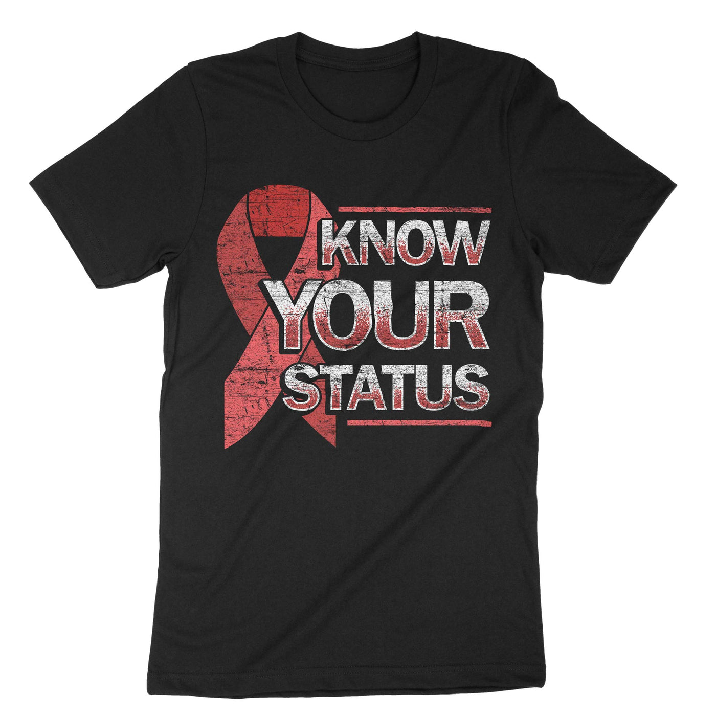 Black Know Your Status Hiv Aids Awareness T-Shirt#color_black