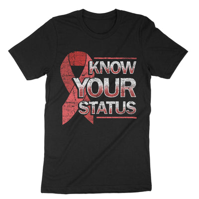 Black Know Your Status Hiv Aids Awareness T-Shirt#color_black