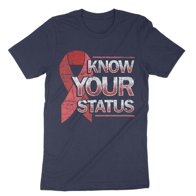 Navy Know Your Status Hiv Aids Awareness T-Shirt#color_navy