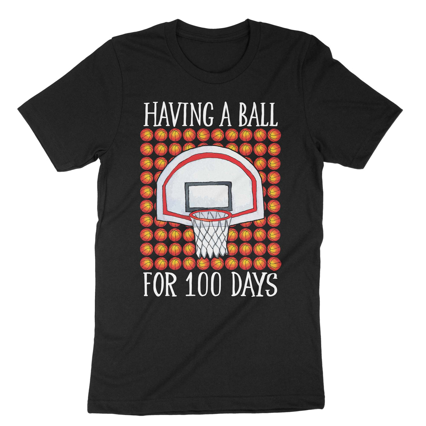 Black Having A Ball For 100 Days Basketball T-Shirt#color_black