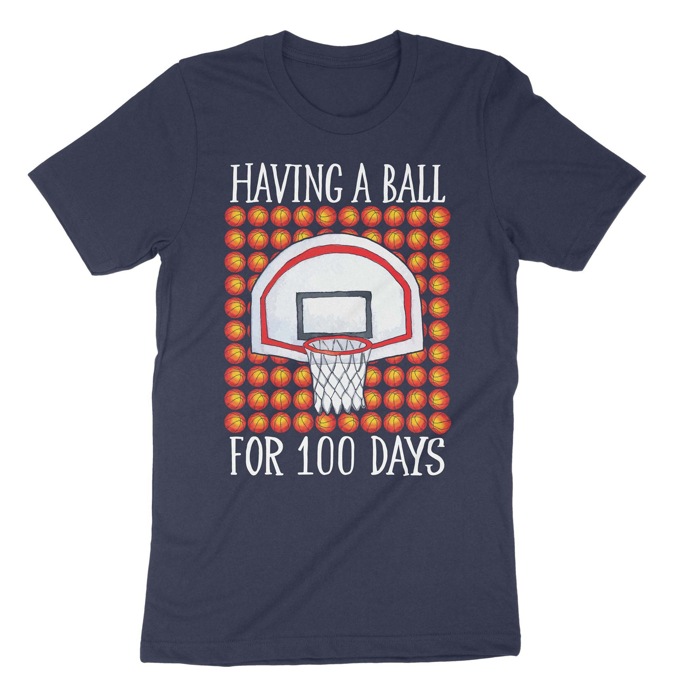 Navy Having A Ball For 100 Days Basketball T-Shirt#color_navy
