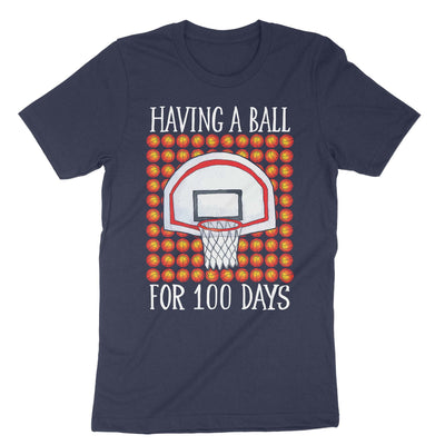Navy Having A Ball For 100 Days Basketball T-Shirt#color_navy