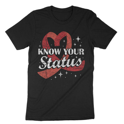 Black Know Your Status Hiv Aids Awareness T-Shirt#color_black