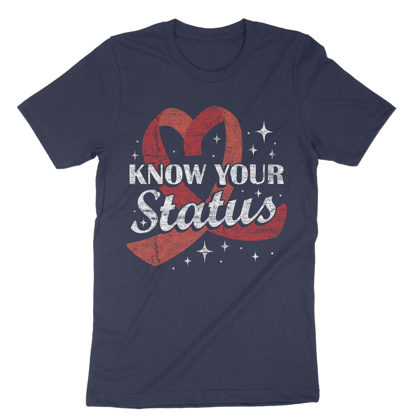 Navy Know Your Status Hiv Aids Awareness T-Shirt#color_navy