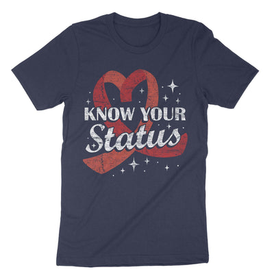 Navy Know Your Status Hiv Aids Awareness T-Shirt#color_navy