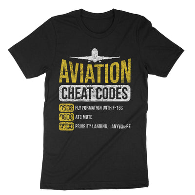 Black Aviation Cheat Codes T-Shirt#color_black