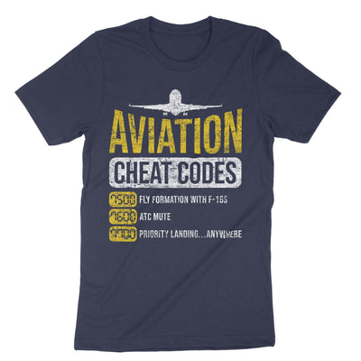 Navy Aviation Cheat Codes T-Shirt#color_navy